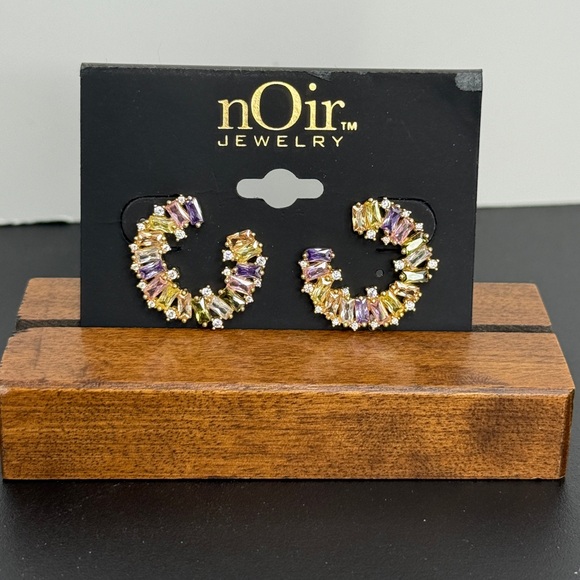 nOir Jewelry - Colorful Crystal Hoop Earrings - Picture 2 of 5